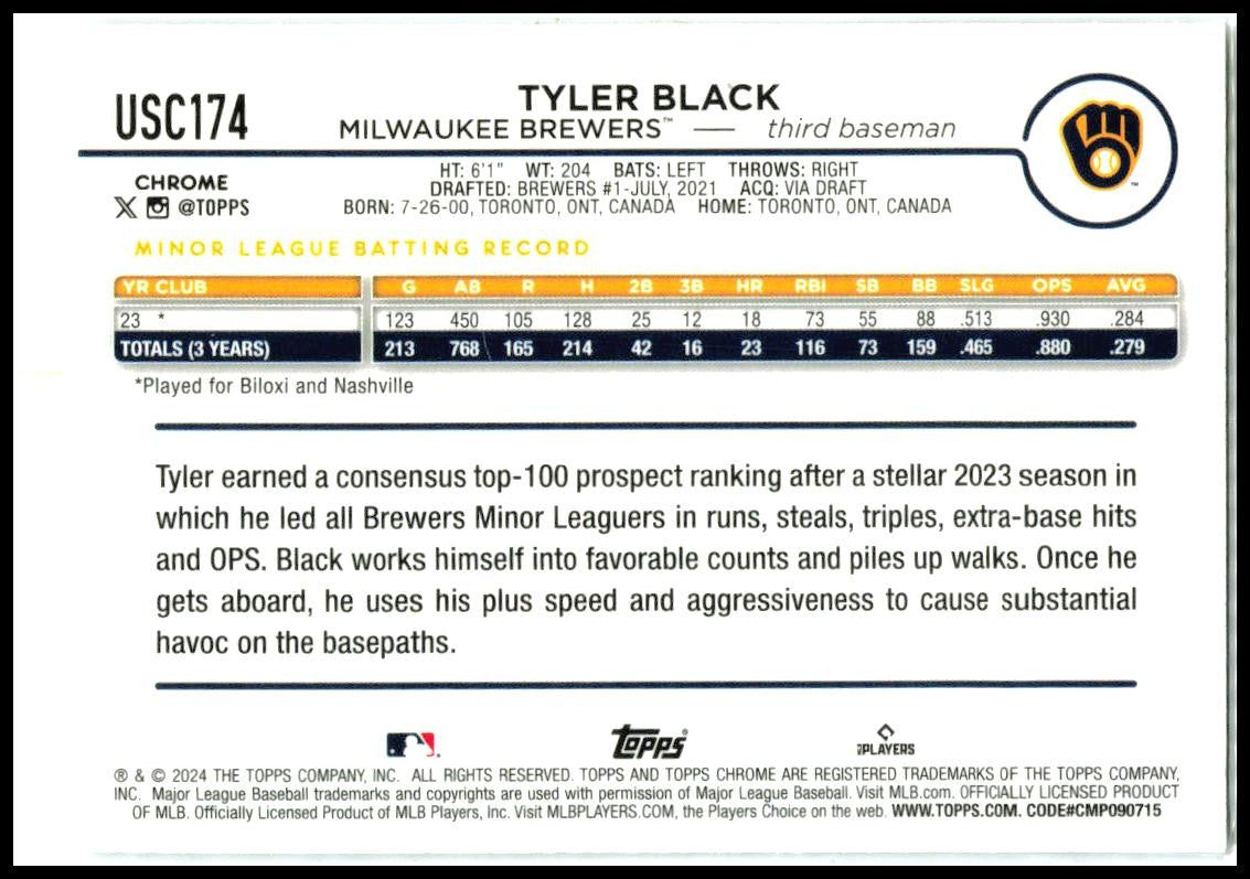 2024 Topps Chrome Update X-Fractors #USC174 Tyler Black Milwaukee Brewers