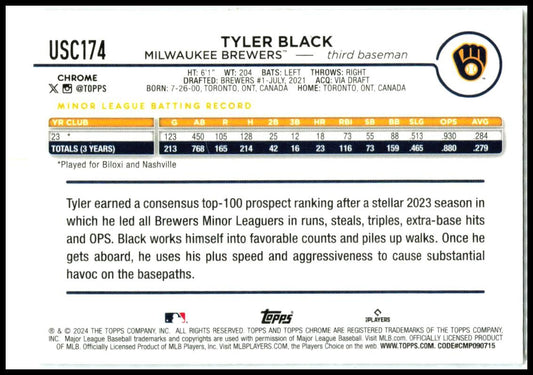 2024 Topps Chrome Update X-Fractors #USC174 Tyler Black Milwaukee Brewers