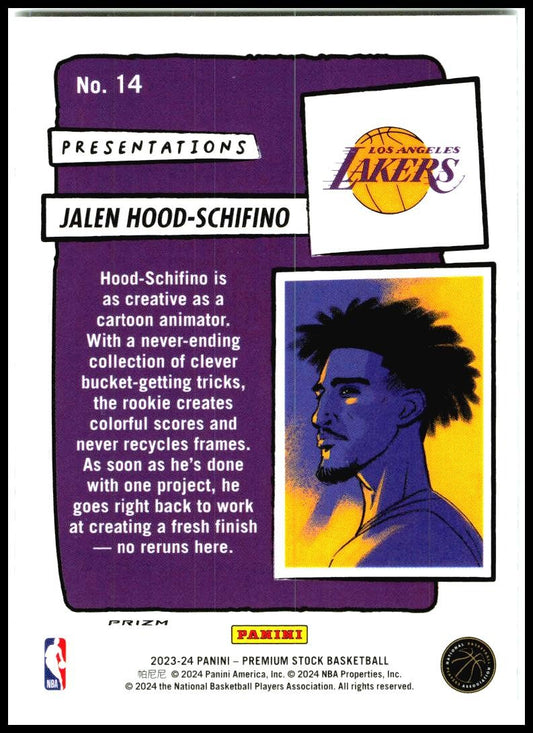 2023-24 Hoops Presentations #14 Jalen Hood-Schifino Los Angeles Lakers