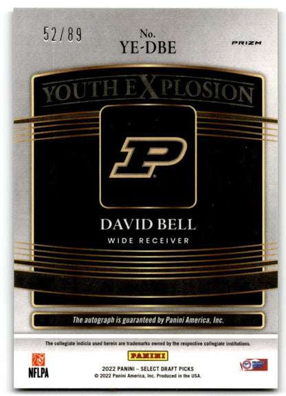 2022 Youth Explosion David Bell Auto 52/89 Purdue Boilermakers #YE-DBE