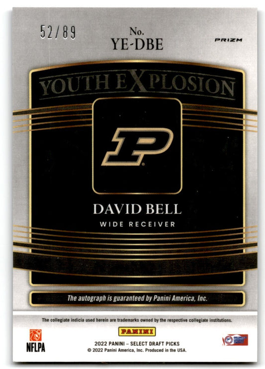 2022 Youth Explosion David Bell Auto 52/89 Purdue Boilermakers #YE-DBE