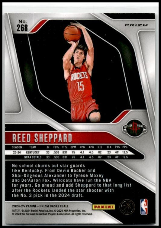2024-25 Panini Prizm Prizms Green Wave #268 Reed Sheppard Houston Rockets