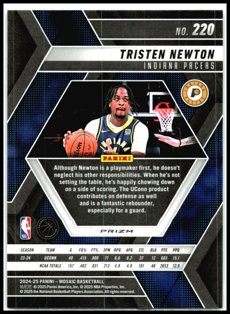 2024-25 Panini Mosaic Green Mosaic #220 Tristen Newton Rookie Indiana Pacers