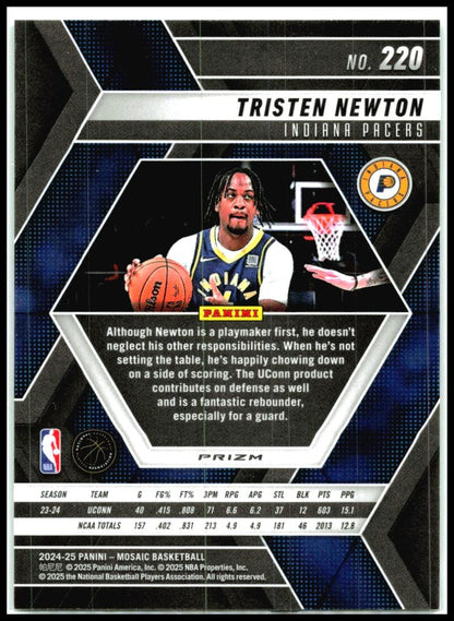 2024-25 Panini Mosaic Green Mosaic #220 Tristen Newton Rookie Indiana Pacers