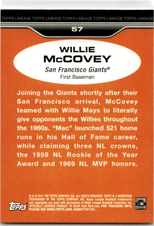 2011 Topps Lineage #57 Willie McCovey San Francisco Giants