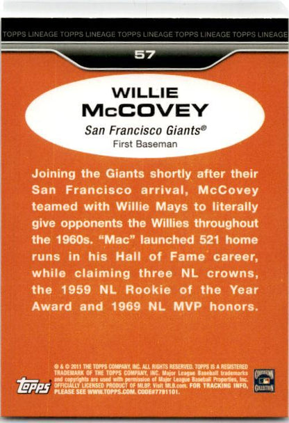 2011 Topps Lineage #57 Willie McCovey San Francisco Giants