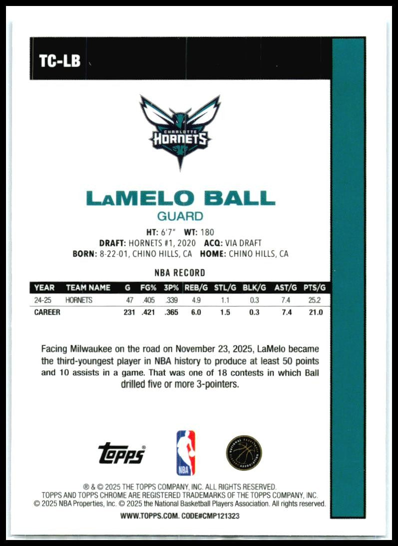 2025-26 Topps 1980-81 Blue Mojo Refractor #TC-LB LaMelo Ball Hornets