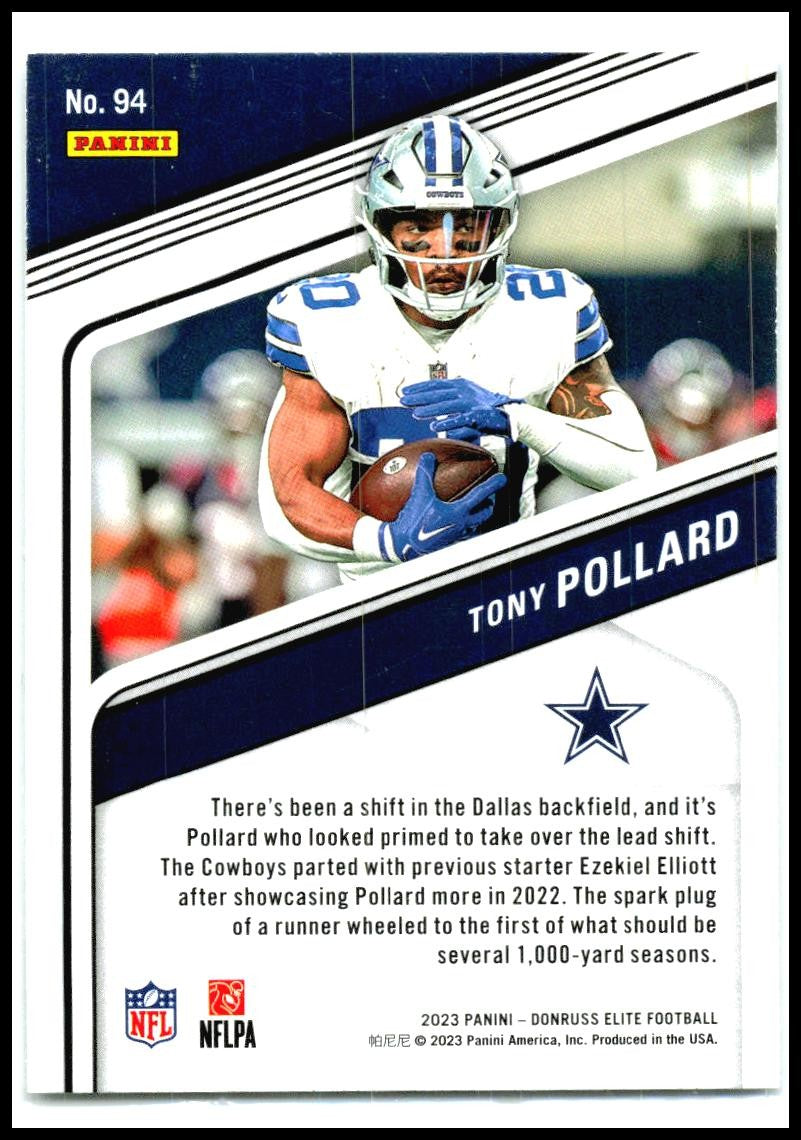 2023 Donruss Elite #94 Tony Pollard Dallas Cowboys