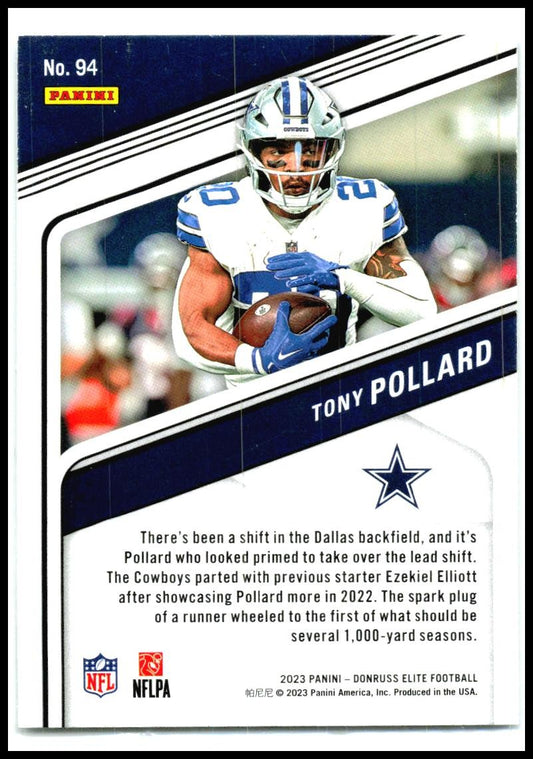 2023 Donruss Elite #94 Tony Pollard Dallas Cowboys