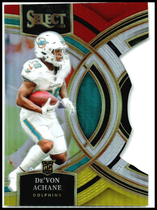 2023 Panini Select Red and Yellow Die Cuts #176 De'Von Achane Rookie Miami