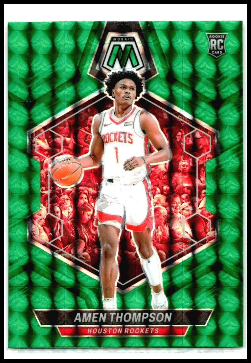 2023-24 Panini Mosaic Green #230 Amen Thompson Rookie Houston Rockets