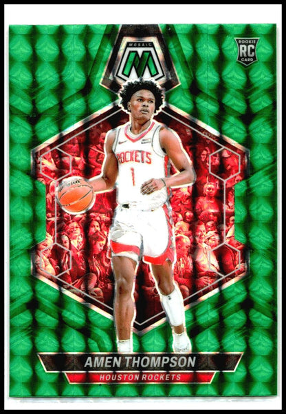 2023-24 Panini Mosaic Green #230 Amen Thompson Rookie Houston Rockets