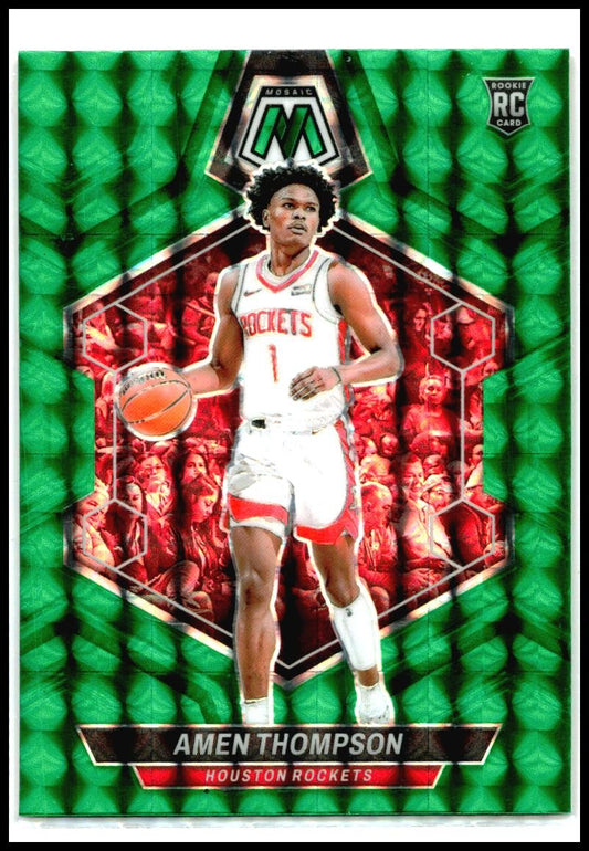 2023-24 Panini Mosaic Green #230 Amen Thompson Rookie Houston Rockets