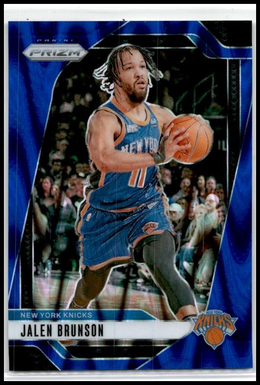 2024-25 Panini Prizm Prizms Blue Seismic #217 Jalen Brunson #/99 New York Knicks