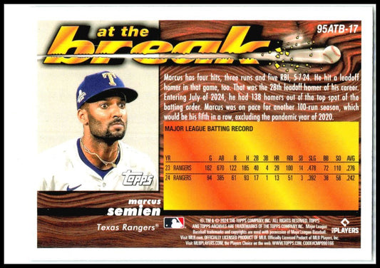 2024 Topps Archives 1995 Topps At the Break #95ATB-17 Marcus Semien Texas