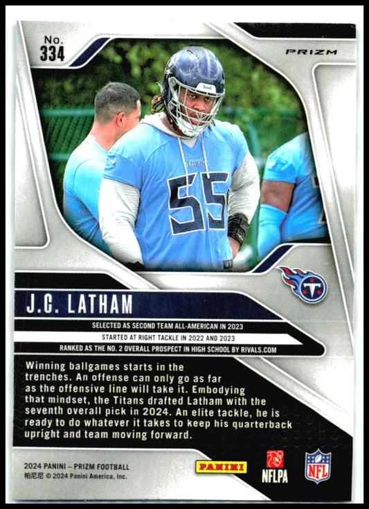 2024 Panini Prizm Red White and Blue #334 J.C. Latham Rookie Tennessee Titans
