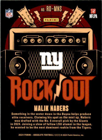 2024 Panini Absolute Rock Out #RO-MNS Malik Nabers New York Giants