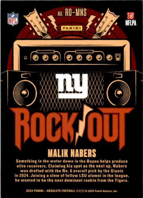 2024 Panini Absolute Rock Out #RO-MNS Malik Nabers New York Giants
