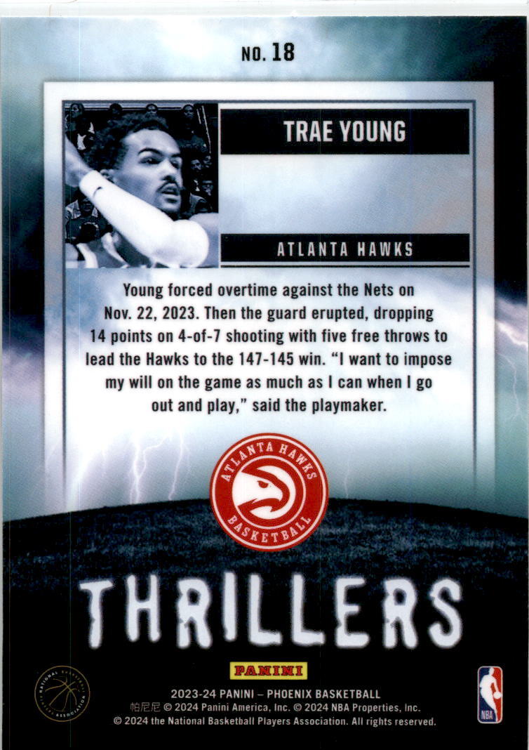 2023-24 Panini Phoenix Thrillers #18 Trae Young Atlanta Hawks