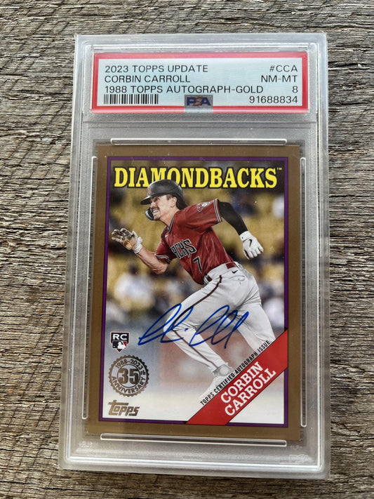 2023 Topps Update 1988 35th Anniversary Auto Gold Corbin Carroll Auto PSA 8