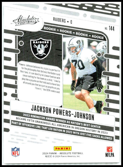 2024 Panini Absolute #144 Jackson Powers-Johnson Las Vegas Raiders