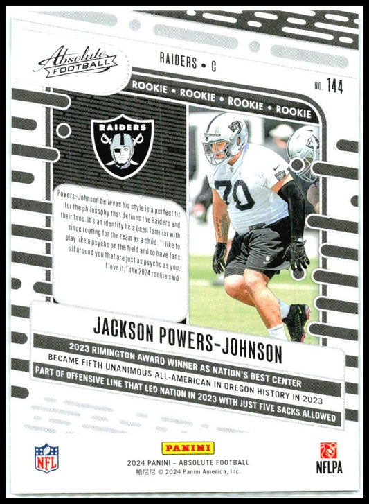 2024 Panini Absolute #144 Jackson Powers-Johnson Las Vegas Raiders