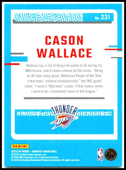 2023-24 Donruss #231 Cason Wallace Rookie Oklahoma City Thunder