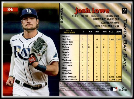 2022 Bowman Heritage #24 Josh Lowe Rookie Tampa Bay Rays