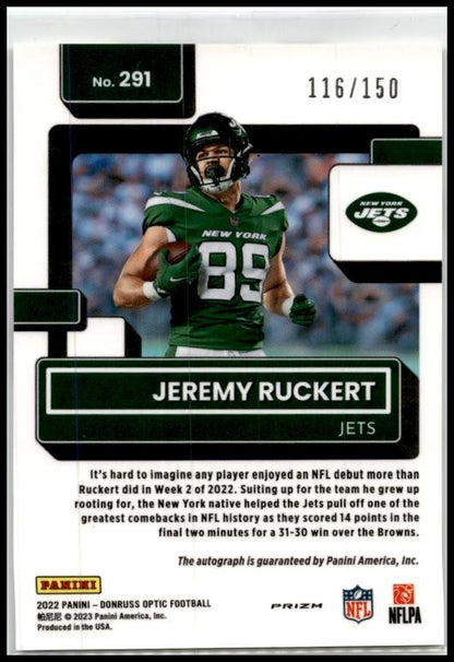 2022 Donruss Optic Rated Rookies Autographs #291 Jeremy Ruckert Rookie Auto Jets