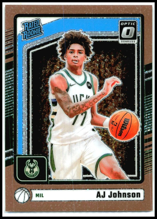 2024-25 Donruss Optic Copper Glitter #277 AJ Johnson Rookie #/99 Milwaukee Bucks