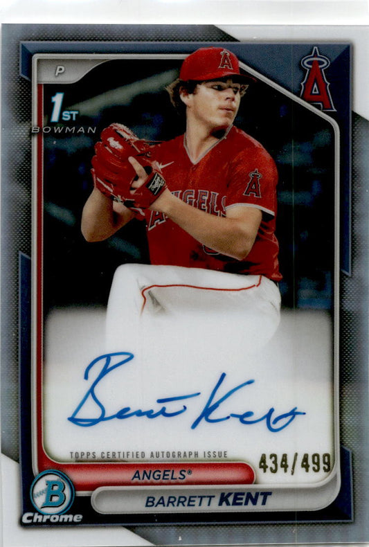 2024 Bowman Chrome Refractor #CPA-BK Barrett Kent Auto Los Angeles Angels /499