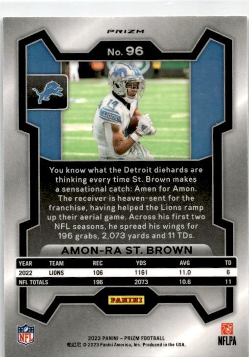 2023 Panini Prizm Silver #96 Amon-Ra St. Brown Detroit Lions