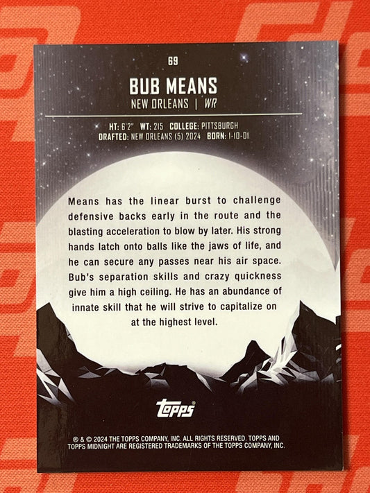 2024 Topps Midnight Summer Solstice #69 Bub Means Rookie #/50 New Orleans Saints