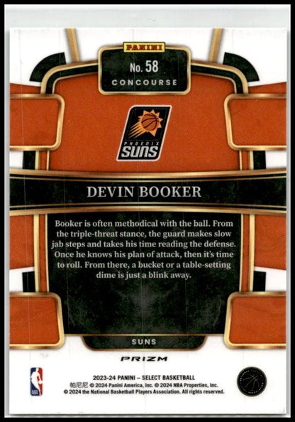 2023-24 Panini Select Green White Purple Prizms #58 Devin Booker Phoenix Suns