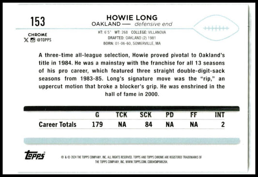 2024 Topps Chrome Prism Refractor #153 Howie Long Oakland Raiders