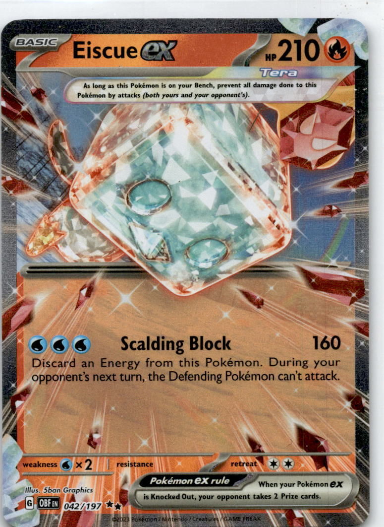 Eiscue ex 042/197 Double Rare Obsidian Flames Pokemon TCG