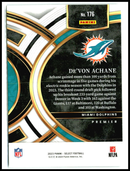 2023 Panini Select #176 De'Von Achane Rookie Miami Dolphins