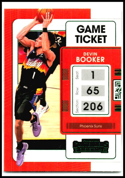 2021-22 Panini Contenders Game Ticket Green #9 Devin Booker Phoenix Suns
