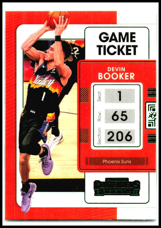 2021-22 Panini Contenders Game Ticket Green #9 Devin Booker Phoenix Suns