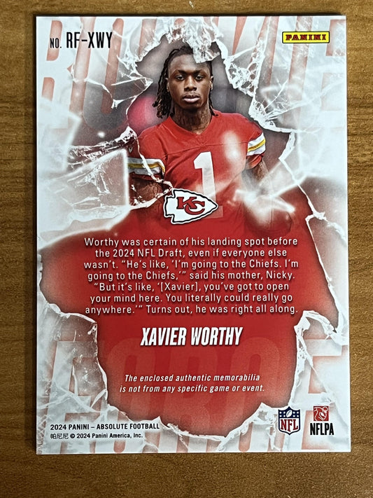 2024 Panini Absolute Rookie Force #RF-XWY Xavier Worthy Kansas City Chiefs