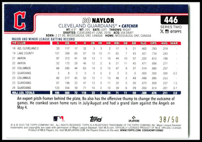 2025 Topps Gold Diamante #446 Bo Naylor #/50 Cleveland Guardians