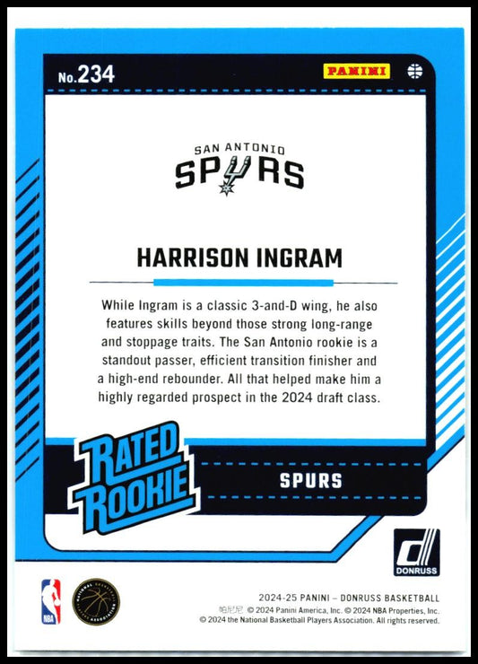 2024-25 Donruss #234 Harrison Ingram Rookie San Antonio Spurs