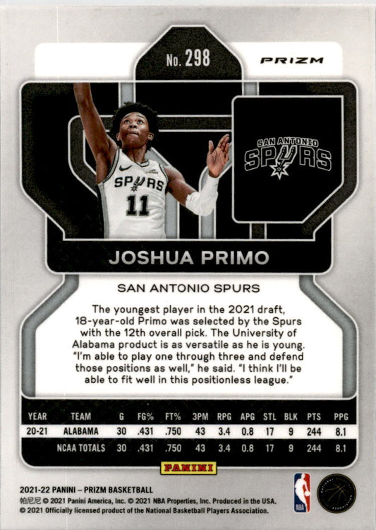 2021-22 Panini Prizm Red White and Blue #298 Joshua Primo Rookie Spurs