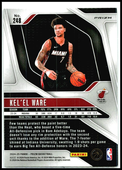 2024-25 Panini Prizm Prizms Ice #248 Kel'el Ware Miami Heat