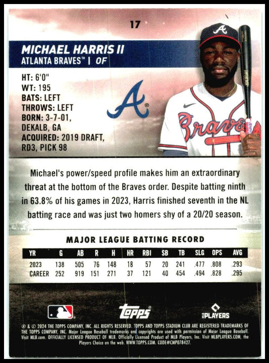 2024 Stadium Club #17 Michael Harris II Atlanta Braves