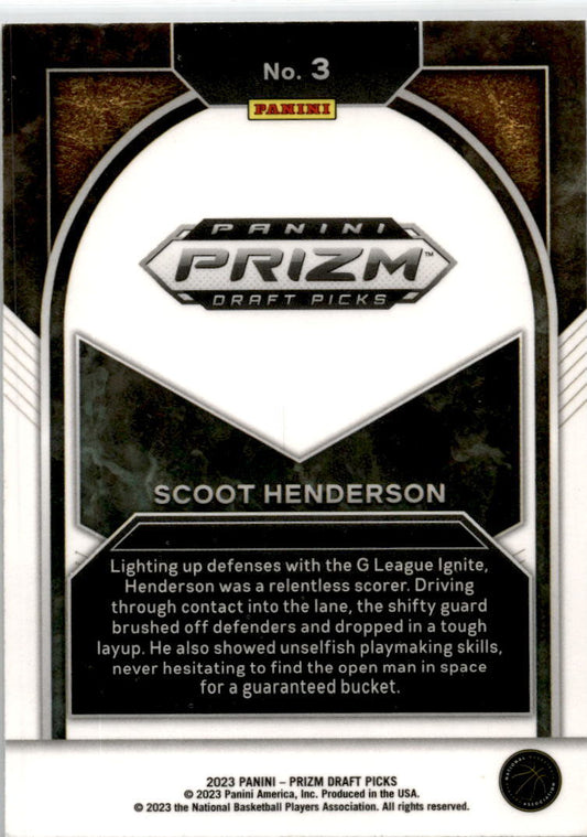 2023 Panini Prizm Draft Picks #3 Scoot Henderson RC Portland Trail Blazers