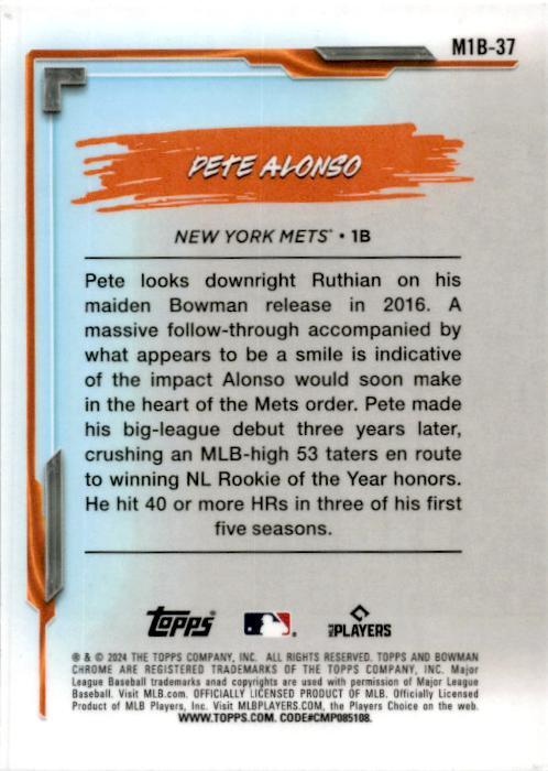 2024 Bowman Chrome My 1st Bowman #M1B-37 Pete Alonso New York Mets