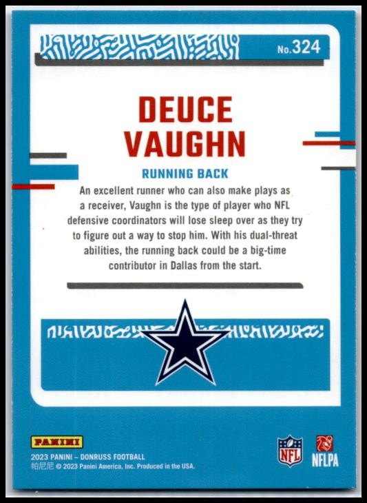 2023 Donruss Press Proof Blue #324 Deuce Vaughn Rookie Dallas Cowboys