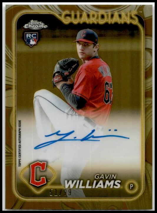 2024 Topps Gilded Collection #105 Gavin Williams Rookie #/99 Cleveland Guardians