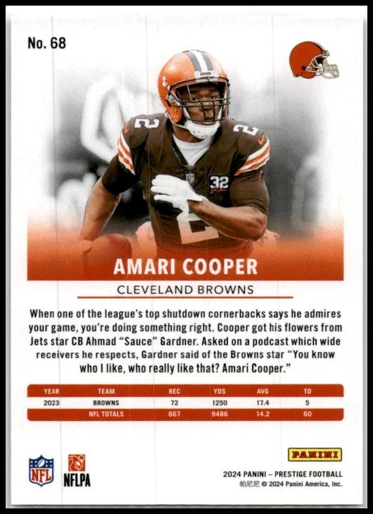 2024 Panini Prestige Pink Xtra Points #68 Amari Cooper #/25 Cleveland Browns